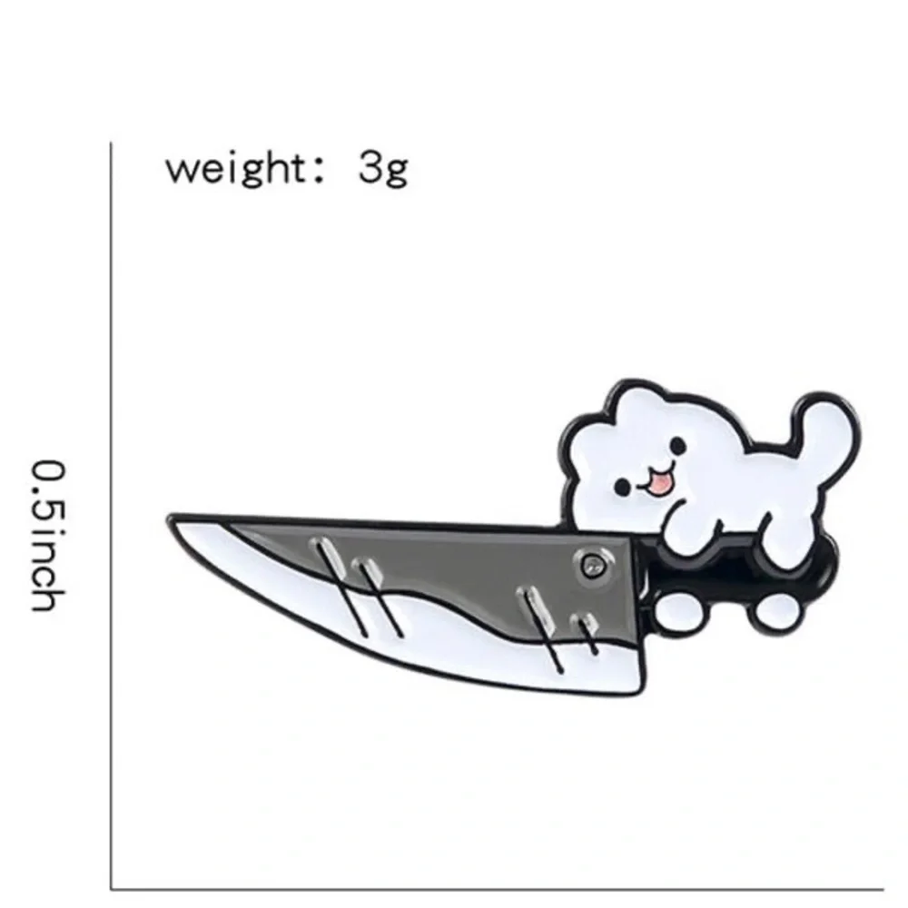 Women’s Jewelry Unique Fun Cute Kawaii Kitty Smiling with Knife Enamel Pin